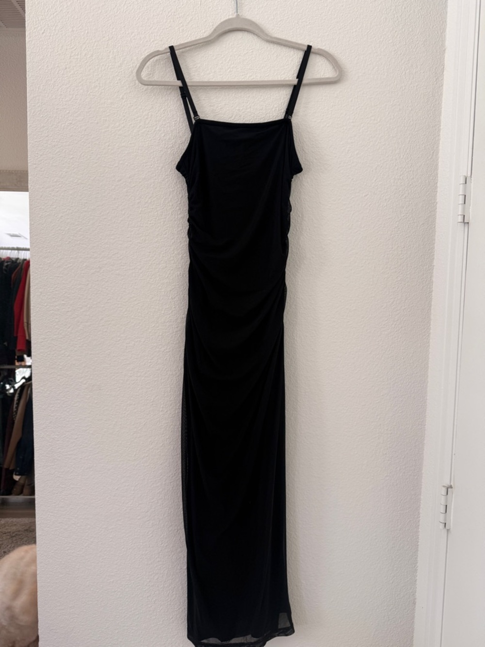 Black Ruched Maxi Dress